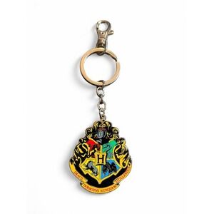 Harry Potter Hogwarts Crest Keychain Wizarding World Gold Tone‎ Charm Key Ring